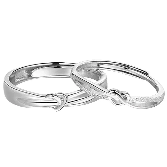Polished Intertwined Heart Open 925 Sterling Silver Rings