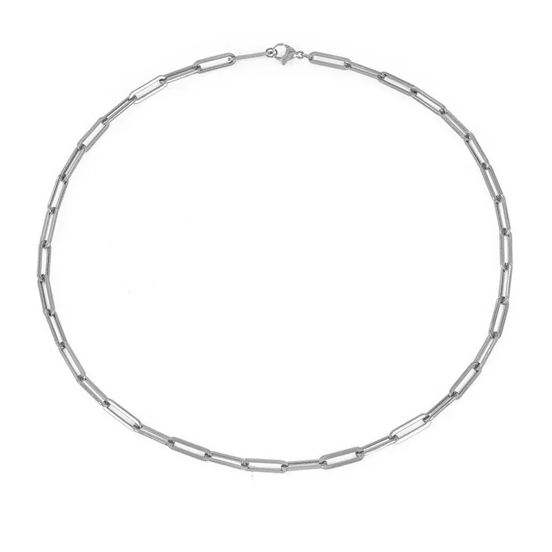 Minimalist Gold PVD Paperclip Link Stainless Steel Chain Necklace
