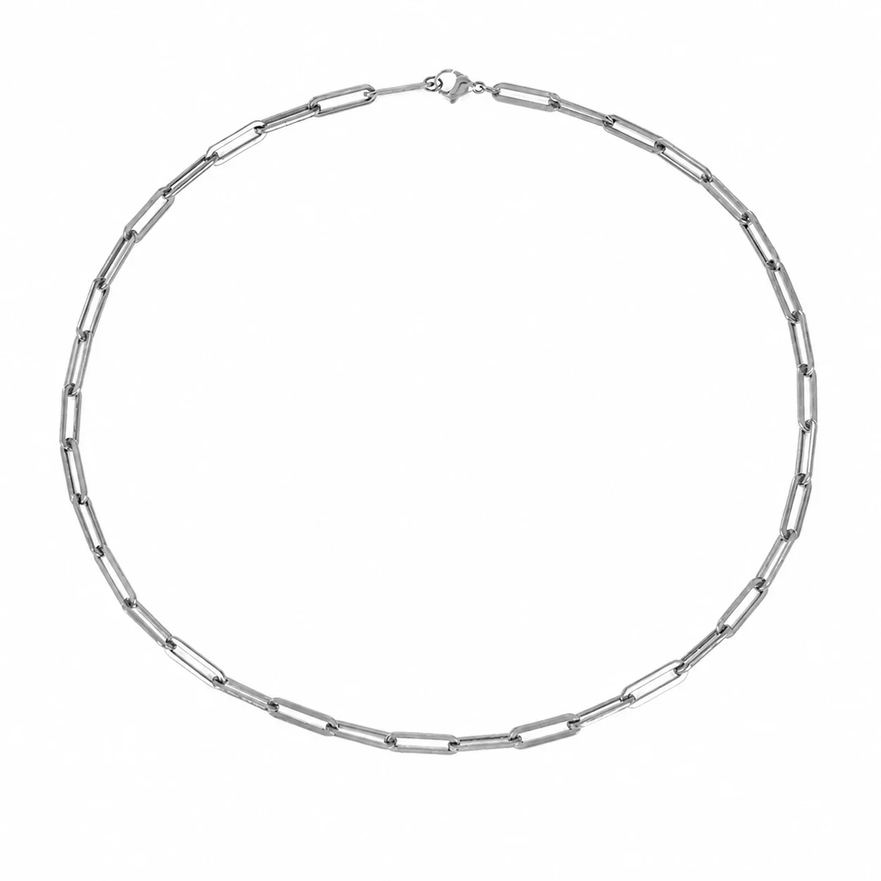 Minimalist Gold PVD Paperclip Link Stainless Steel Chain Necklace - Silver 50 cm -Pack