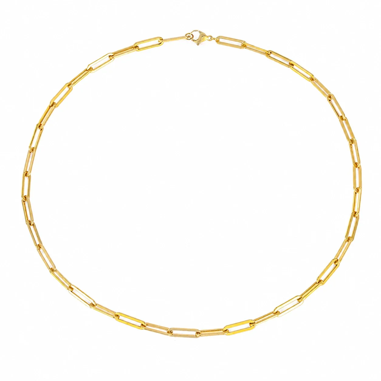 Minimalist Gold PVD Paperclip Link Stainless Steel Chain Necklace - Gold 50 cm -Pack