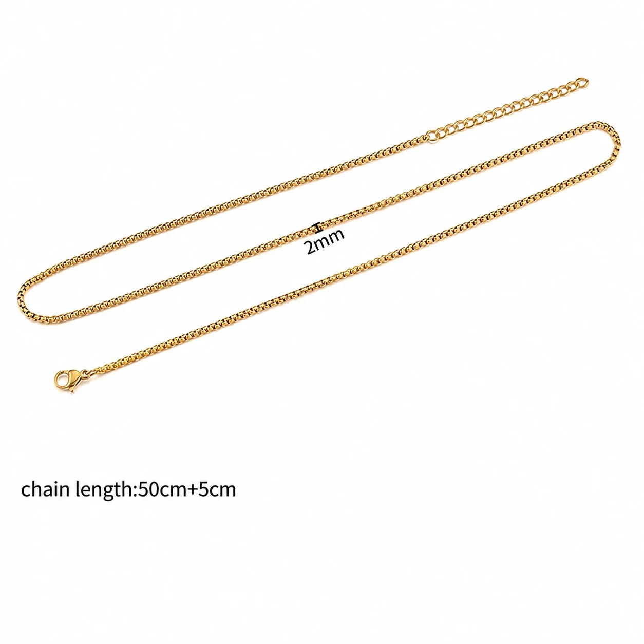 Bold Gold PVD Stainless Steel Cuban Paperclip Chain Necklace - Gold Square Pearl