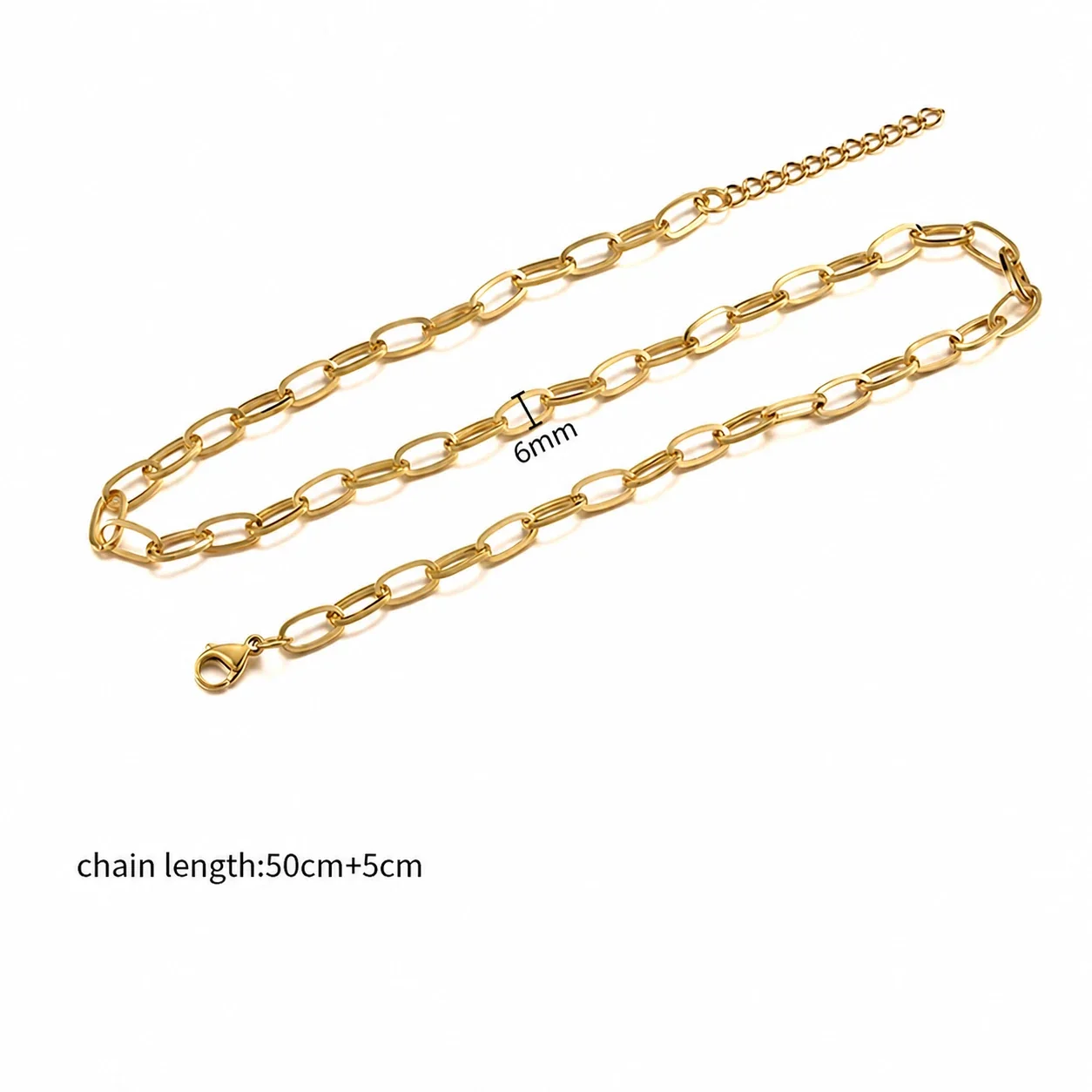 Bold Gold PVD Stainless Steel Cuban Paperclip Chain Necklace - Gold Square Wire