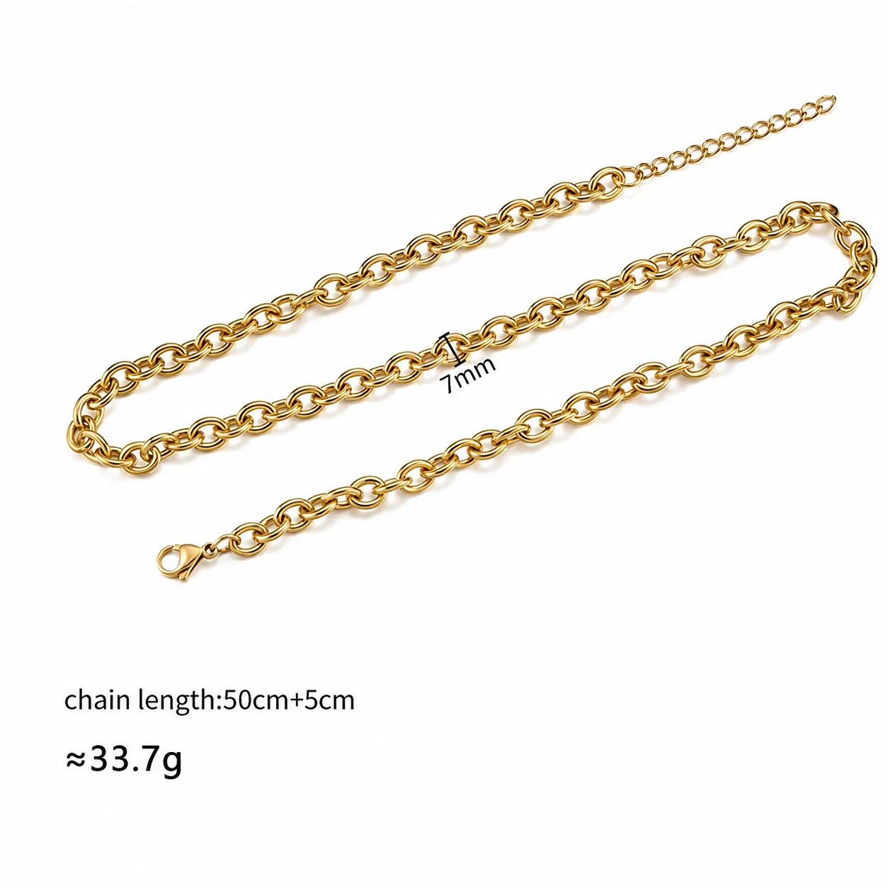 Bold Gold PVD Stainless Steel Cuban Paperclip Chain Necklace - Gold O-Link Cross
