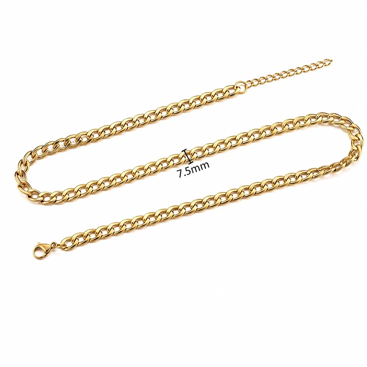 Bold Gold PVD Stainless Steel Cuban Paperclip Chain Necklace - Gold NK 7 mm