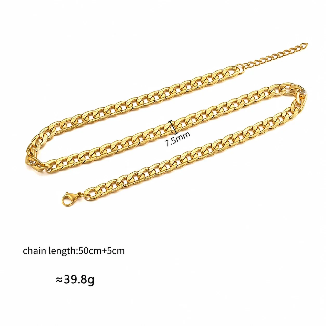 Bold Gold PVD Stainless Steel Cuban Paperclip Chain Necklace - Gold Indented NK