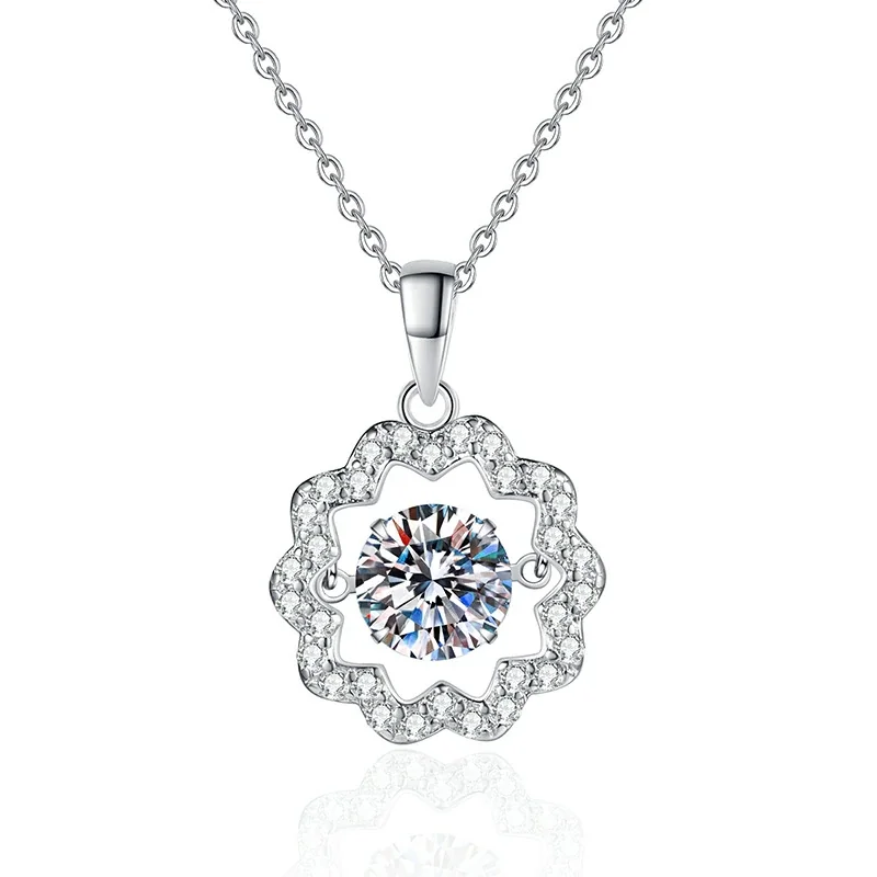 Radiant Pavé Flower 925 Sterling Silver Moissanite Necklace