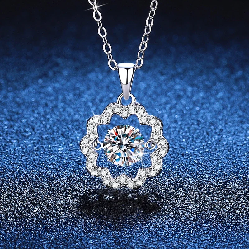 Radiant Pavé Flower 925 Sterling Silver Moissanite Necklace
