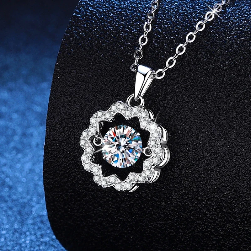 Radiant Pavé Flower 925 Sterling Silver Moissanite Necklace