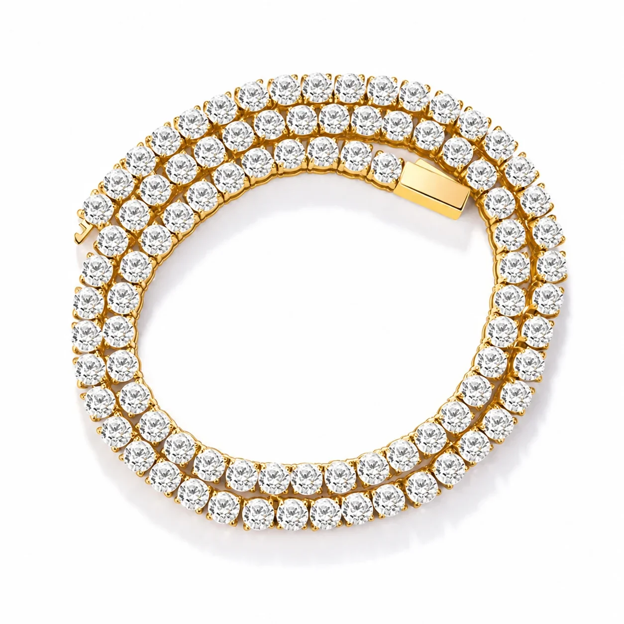Iced Prong-Set Round CZ Stainless Steel Tennis Necklace