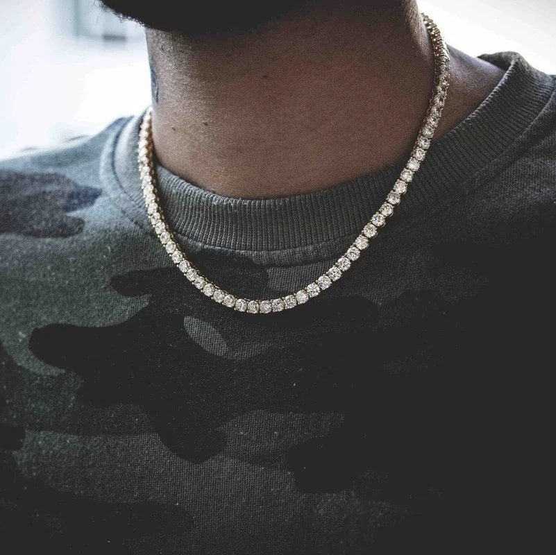Iced Prong-Set Round CZ Stainless Steel Tennis Necklace