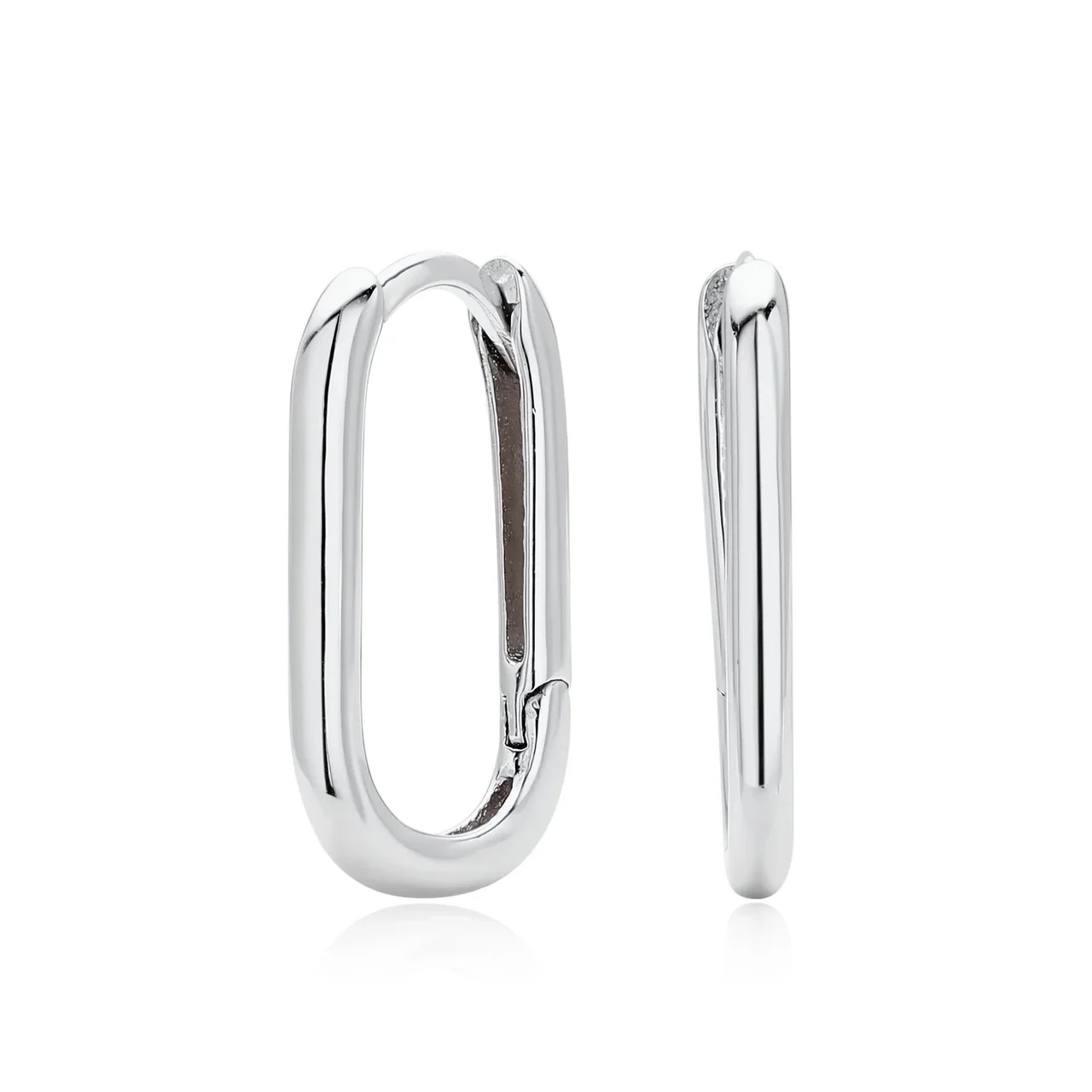 Sleek 925 Sterling Silver Oval Tubular Hoop Earrings