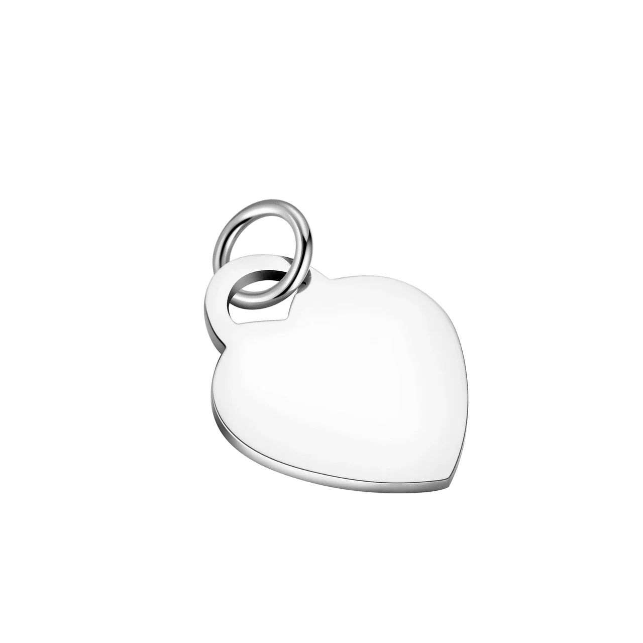 Polished 925 Sterling Silver Heart Tag Charm Pendant
