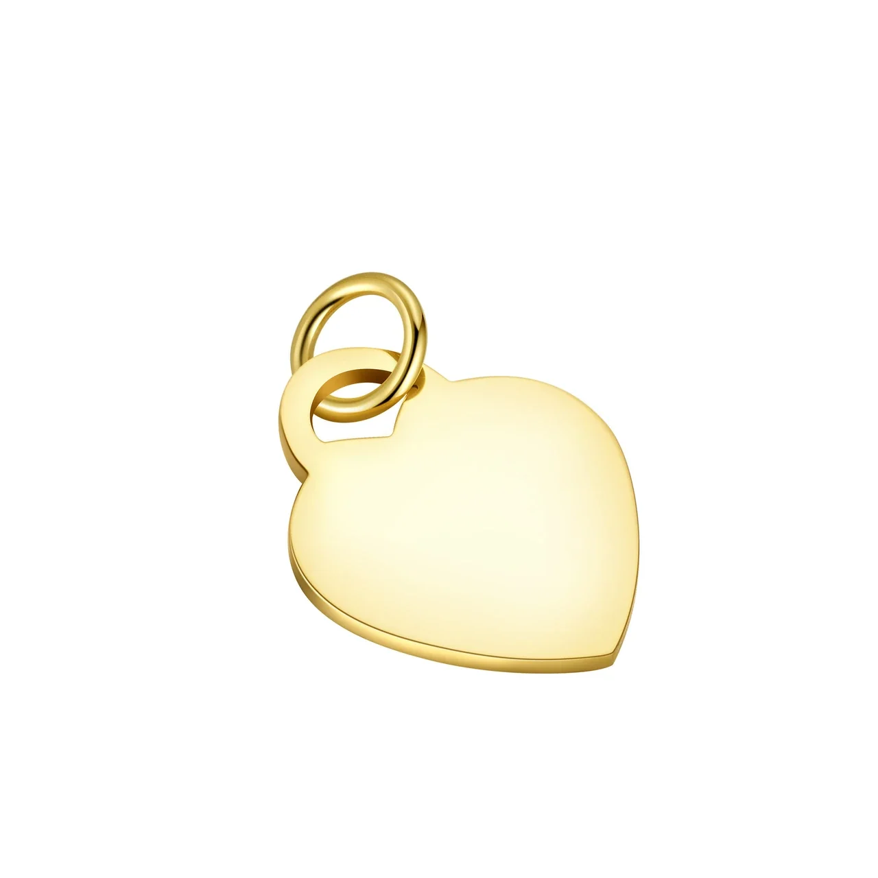 Polished 925 Sterling Silver Heart Tag Charm Pendant - Gold