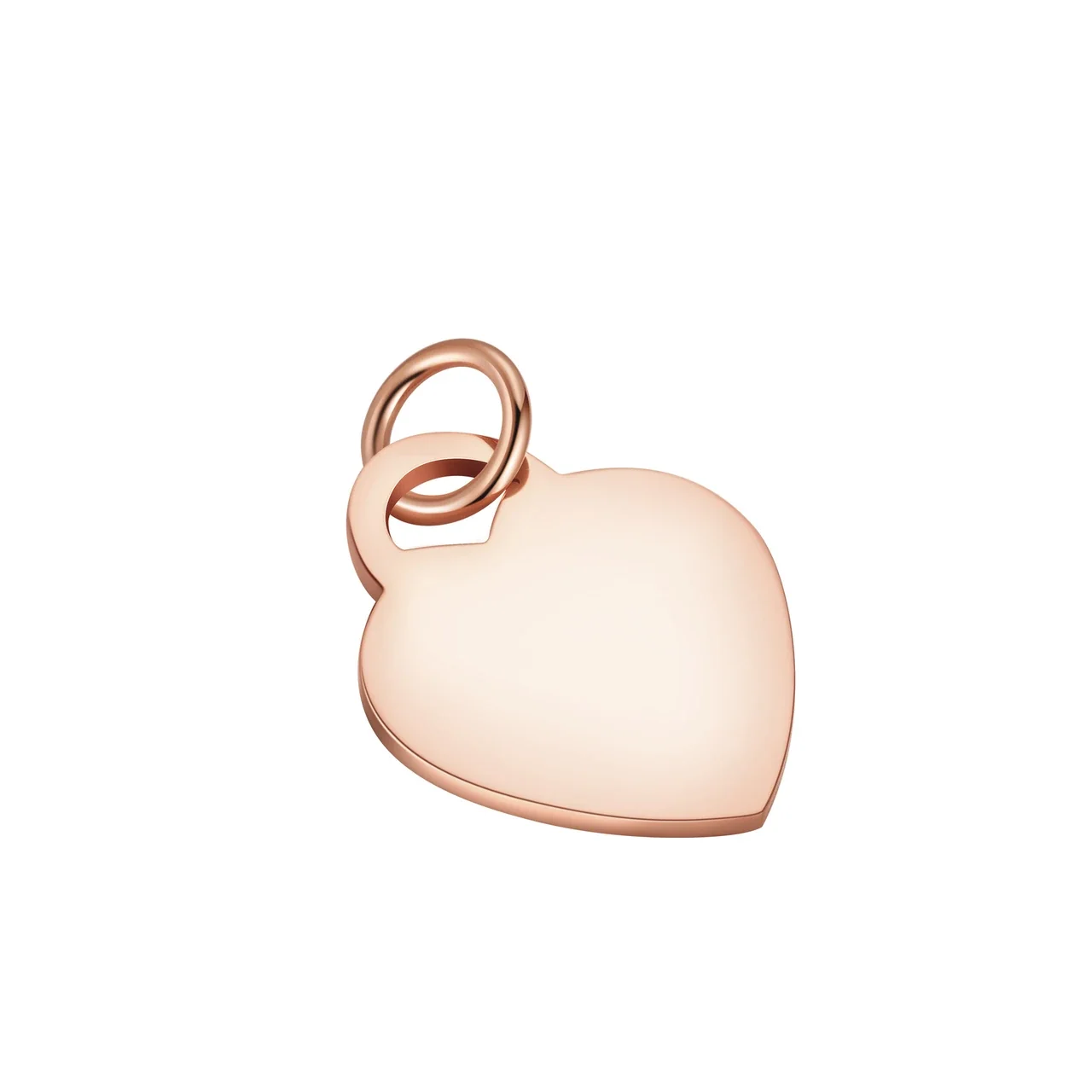 Polished 925 Sterling Silver Heart Tag Charm Pendant - Rose Gold