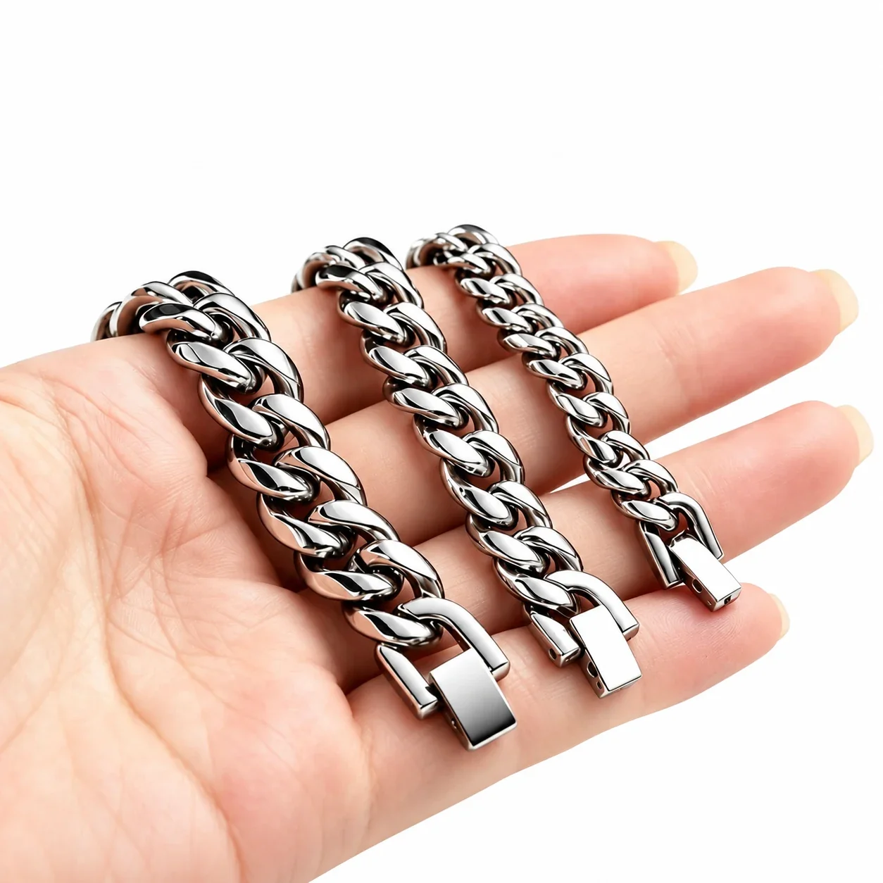 Bold Stainless Steel Polished Cuban Link Chain Necklace