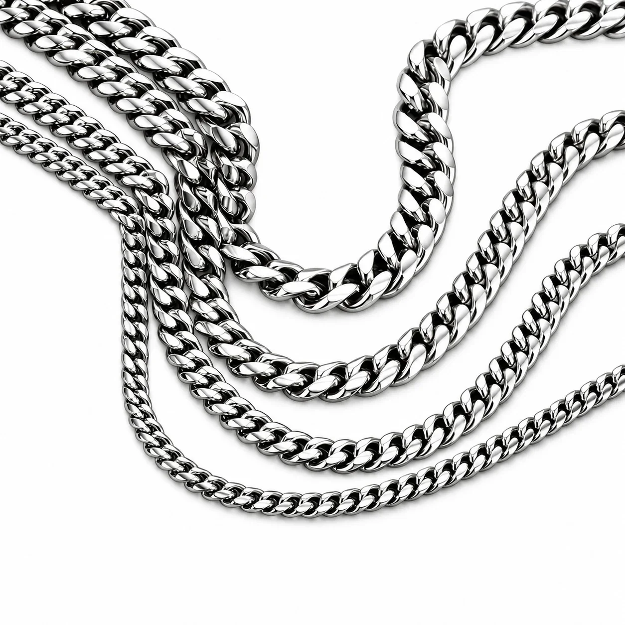 Bold Stainless Steel Polished Cuban Link Chain Necklace