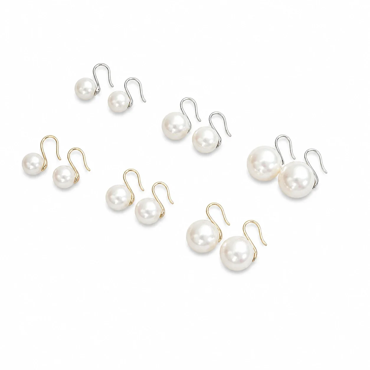 Refined 925 Sterling Silver Round Pearl Fish Hook Earrings