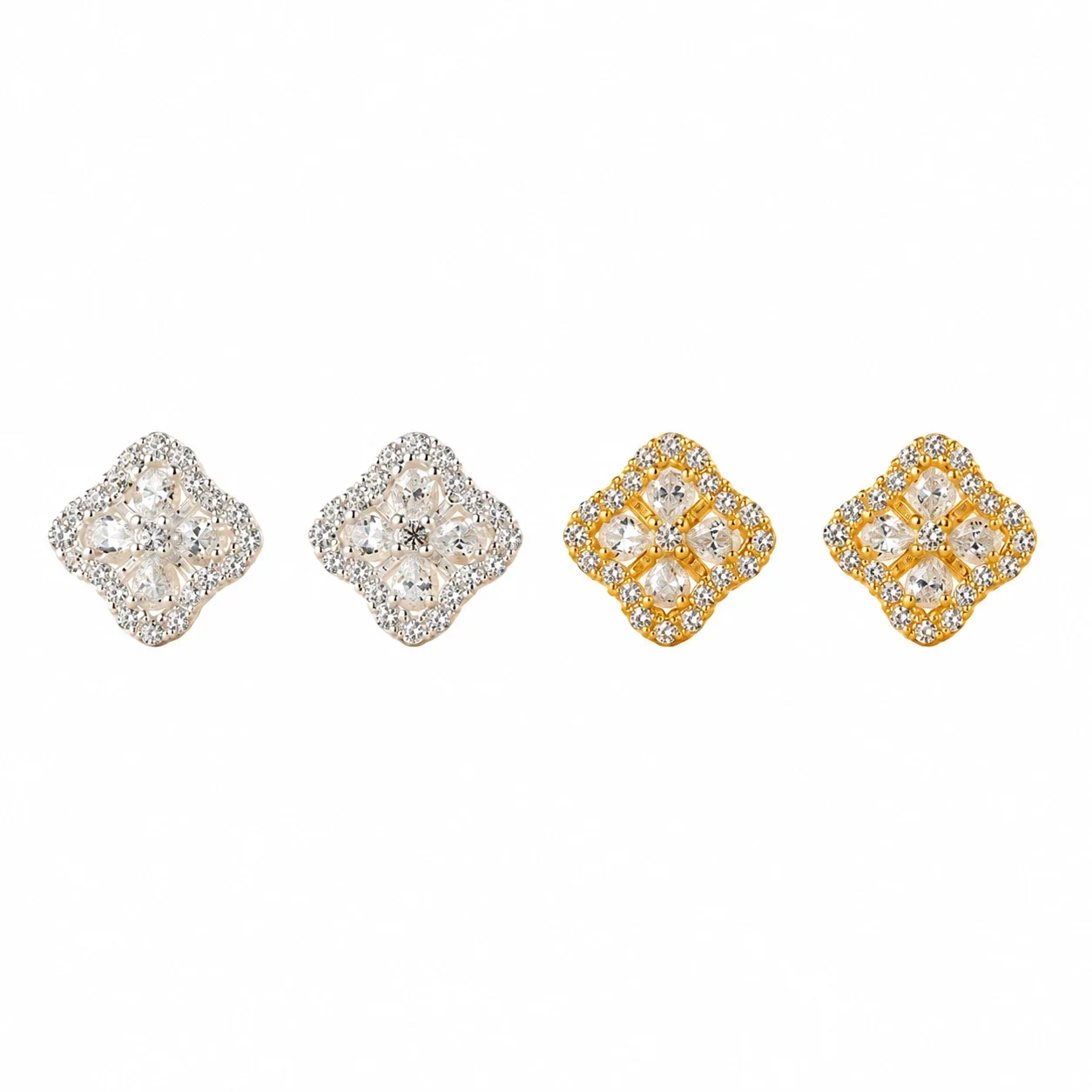 Petite 925 Sterling Silver Pavé Clover Stud Earrings