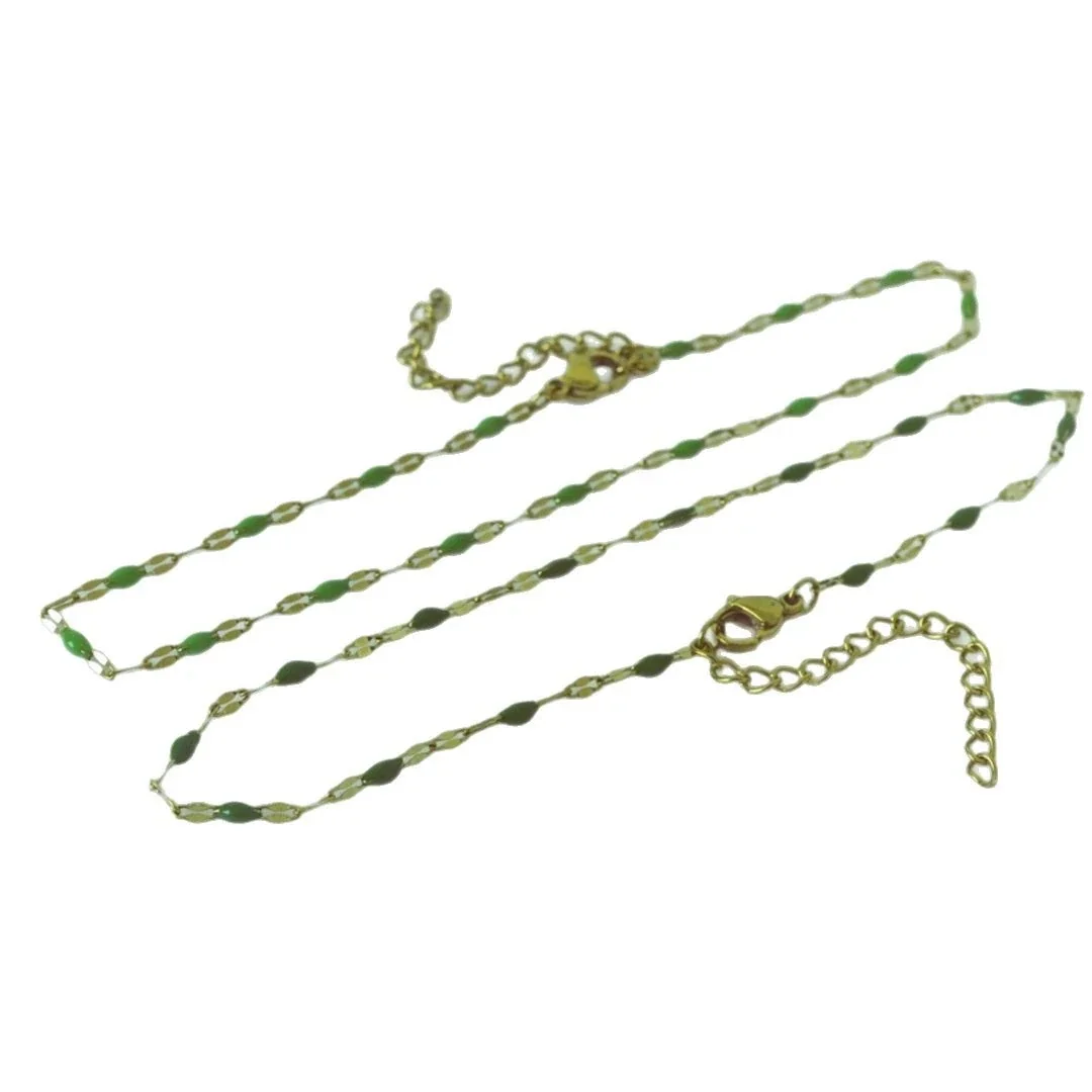Vivid Stainless Steel 18K Gold-Plated Bead Link Anklet