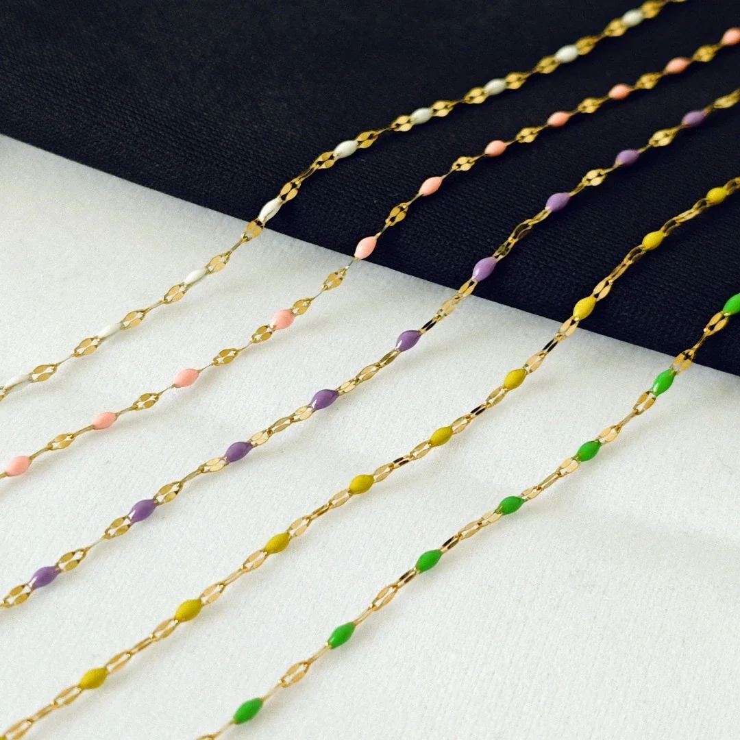 Vivid Stainless Steel 18K Gold-Plated Bead Link Anklet