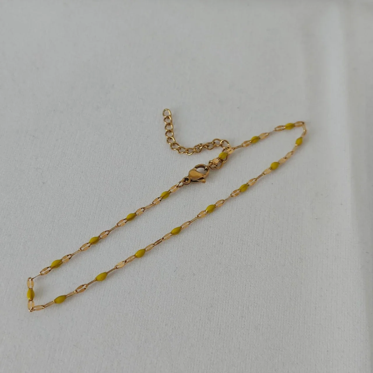 Vivid Stainless Steel 18K Gold-Plated Bead Link Anklet - Yellow