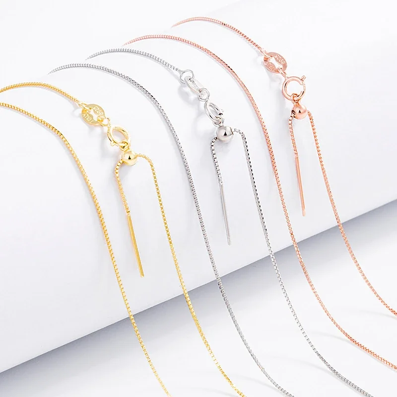 Polished 925 Sterling Silver Box Chain Threader Necklace