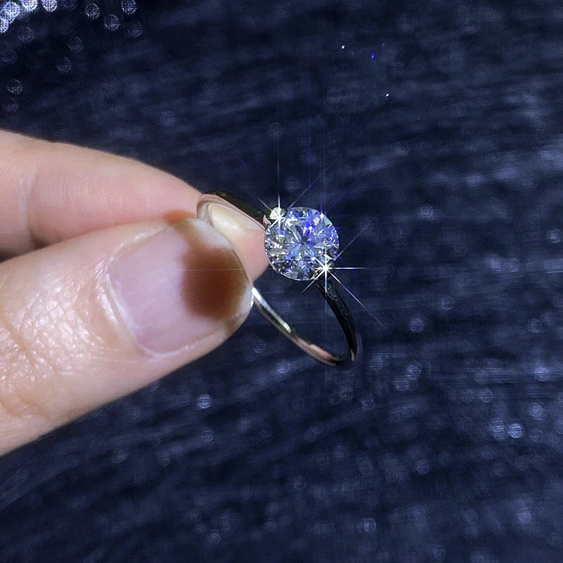 Minimal Round Moissanite 925 Sterling Silver Solitaire Ring