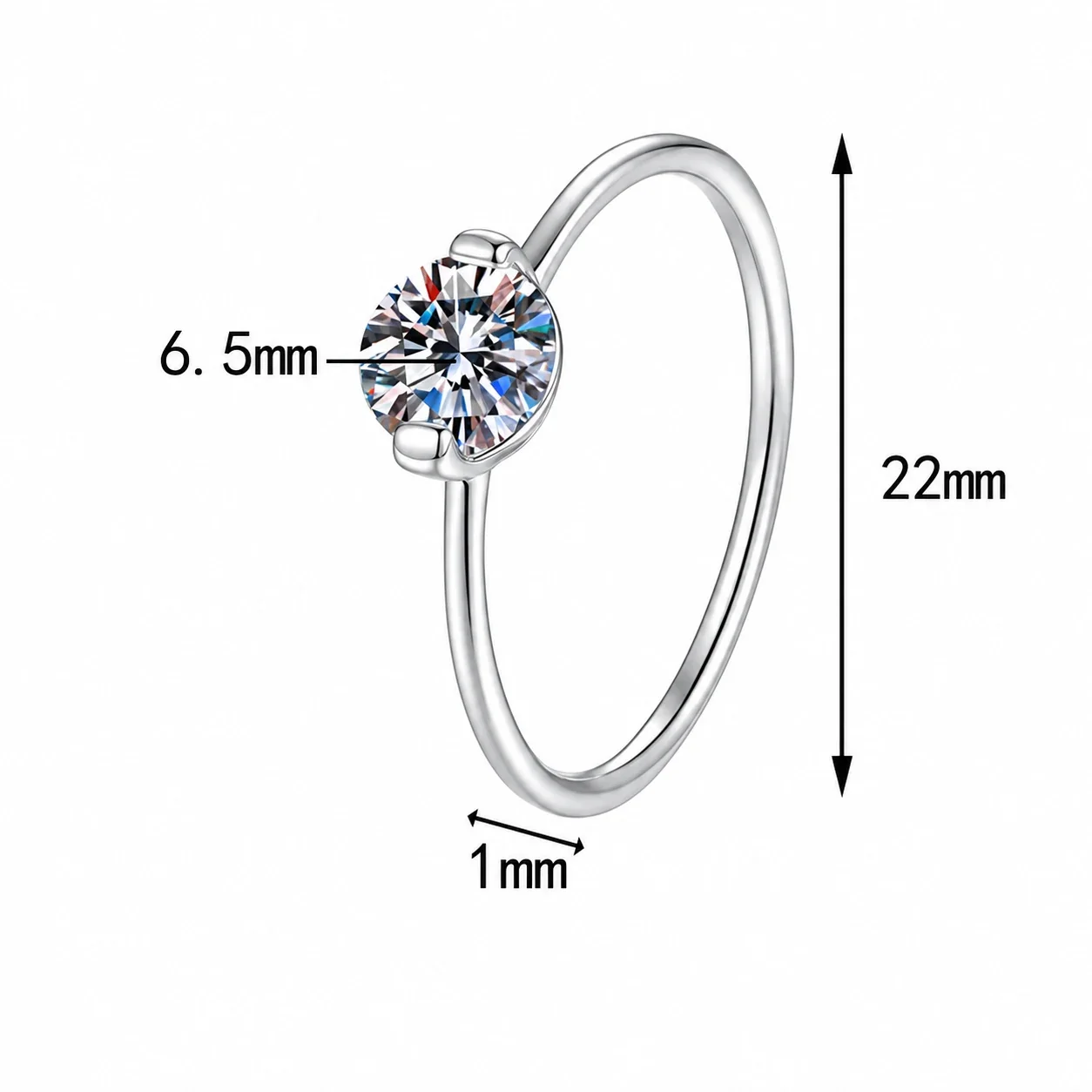 Minimal Round Moissanite 925 Sterling Silver Solitaire Ring - Carat Moissanite