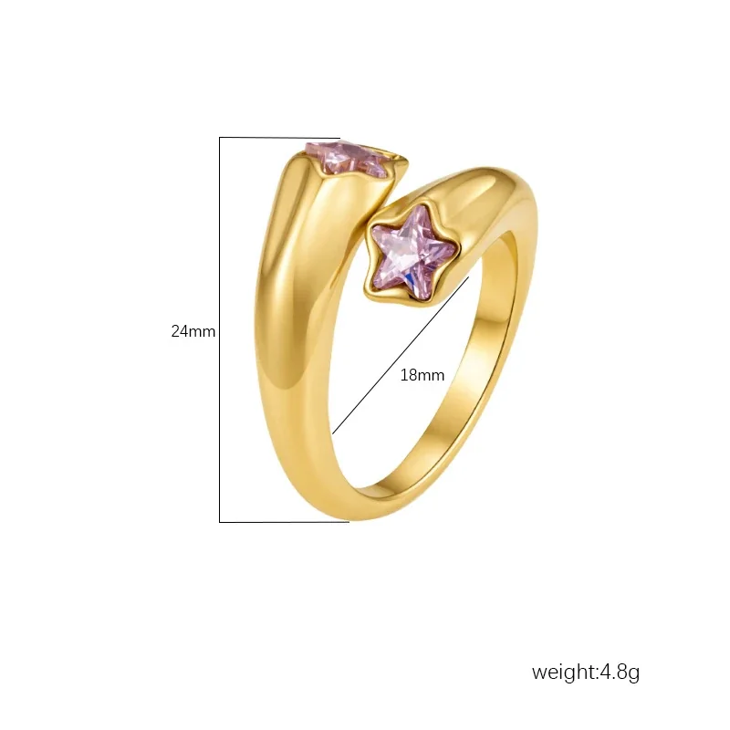 Playful 18K Gold-Plated Mixed Heart Bezel Open Ring