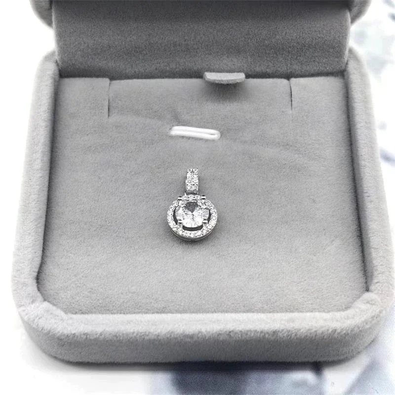 Radiant 925 sterling silver Halo Round Pendant Necklace - Only