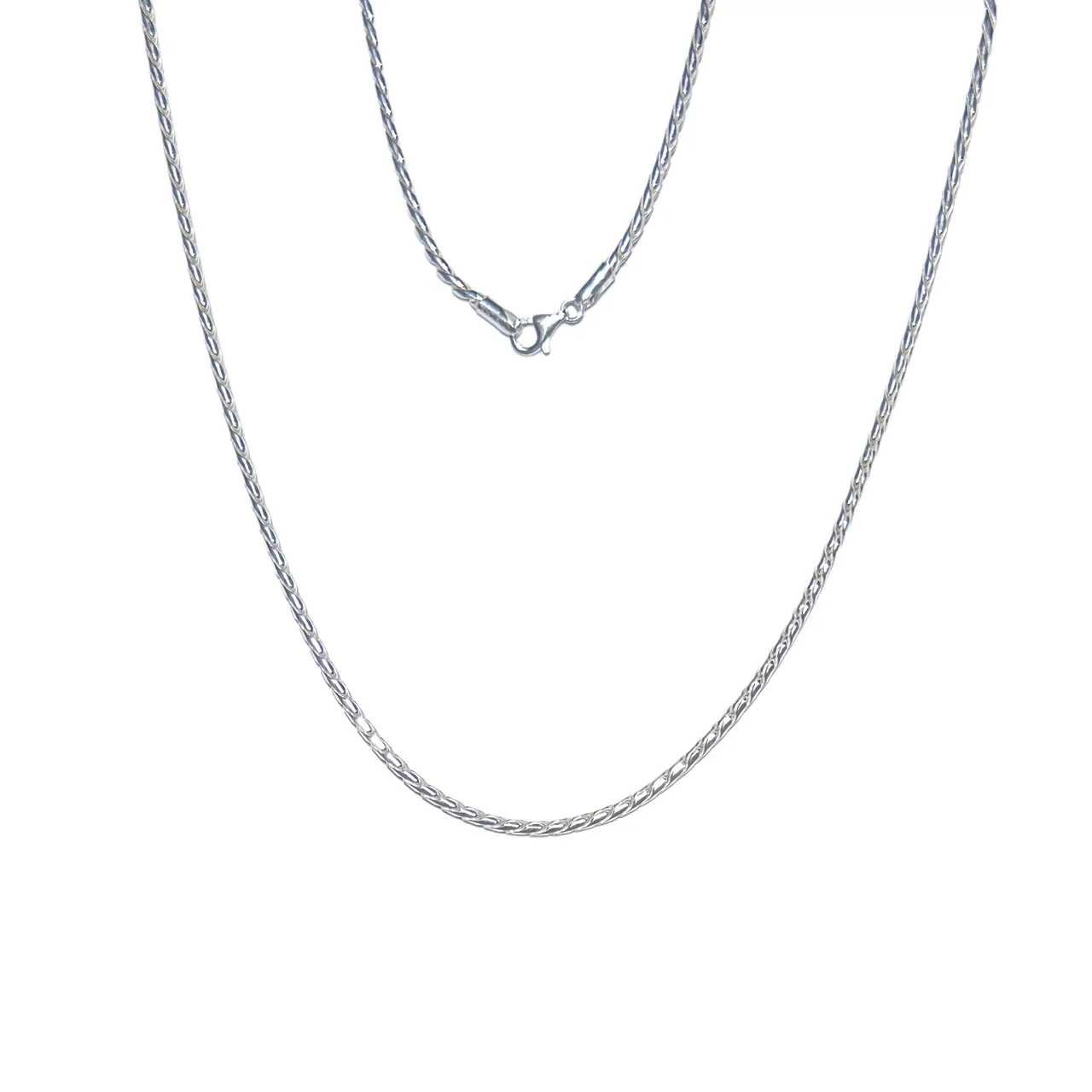 Twisted 925 Sterling Silver Ribbed Snake Bone Chain Necklace