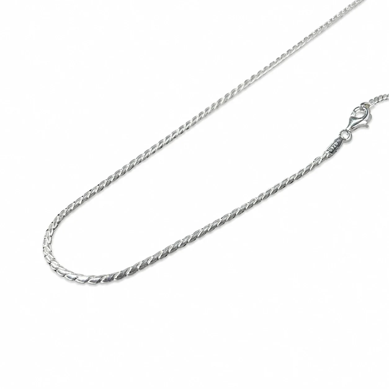 Twisted 925 Sterling Silver Ribbed Snake Bone Chain Necklace