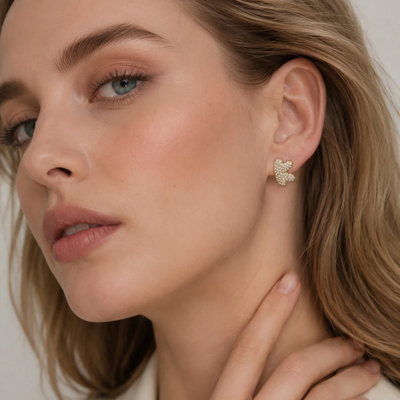 Playful Stainless Steel Pavé Bubble Letter Stud Earrings
