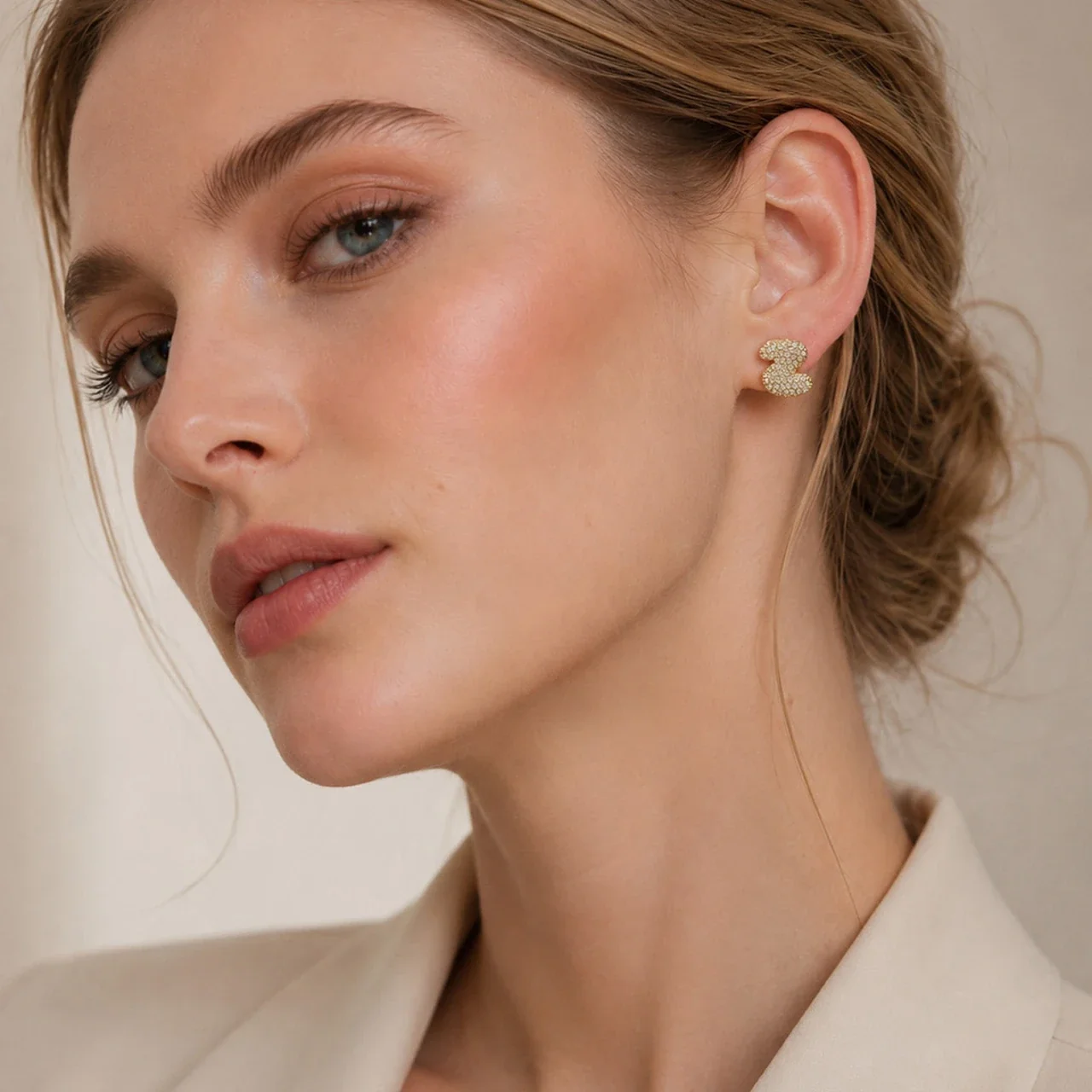 Playful Stainless Steel Pavé Bubble Letter Stud Earrings