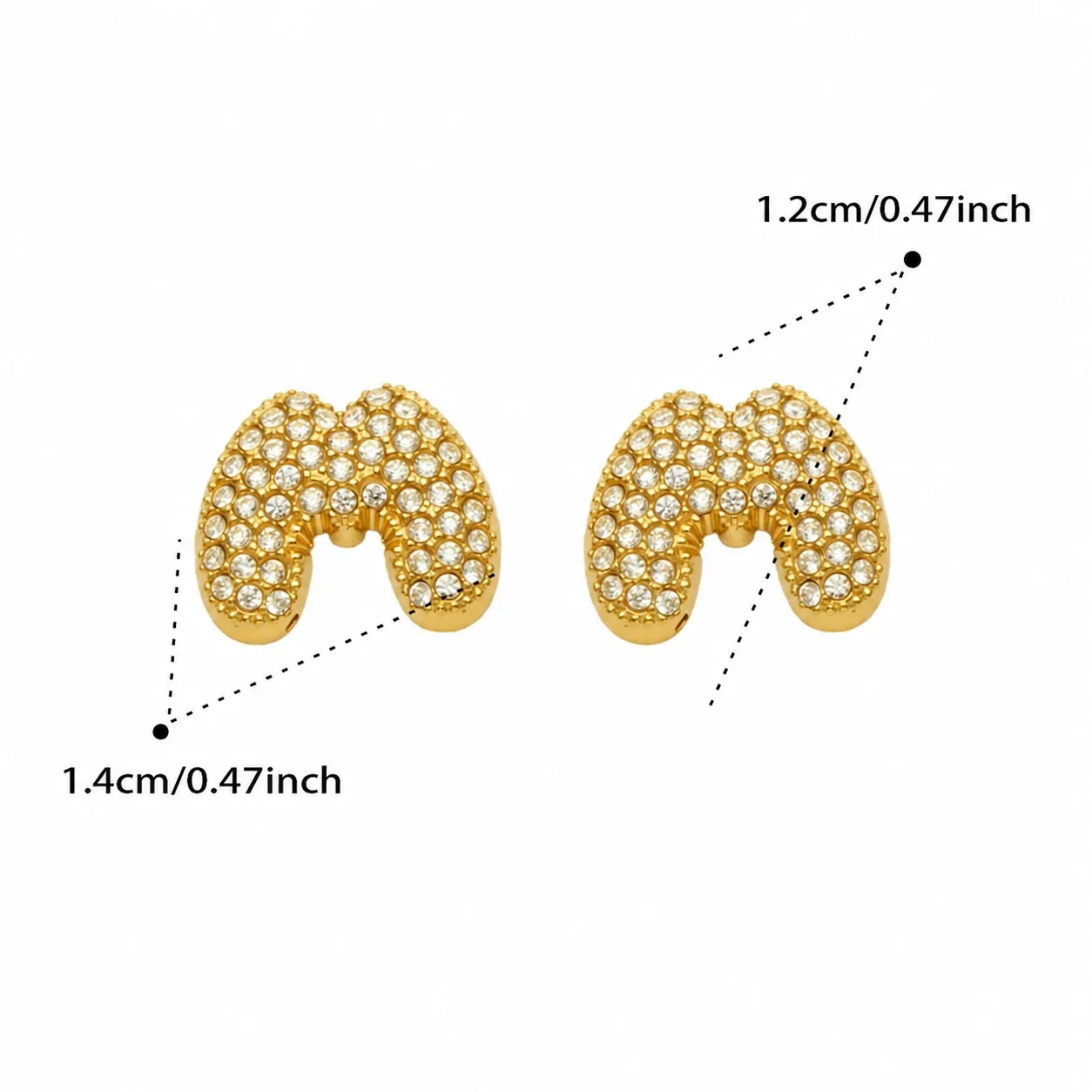 Playful Stainless Steel Pavé Bubble Letter Stud Earrings - Gold Letter M