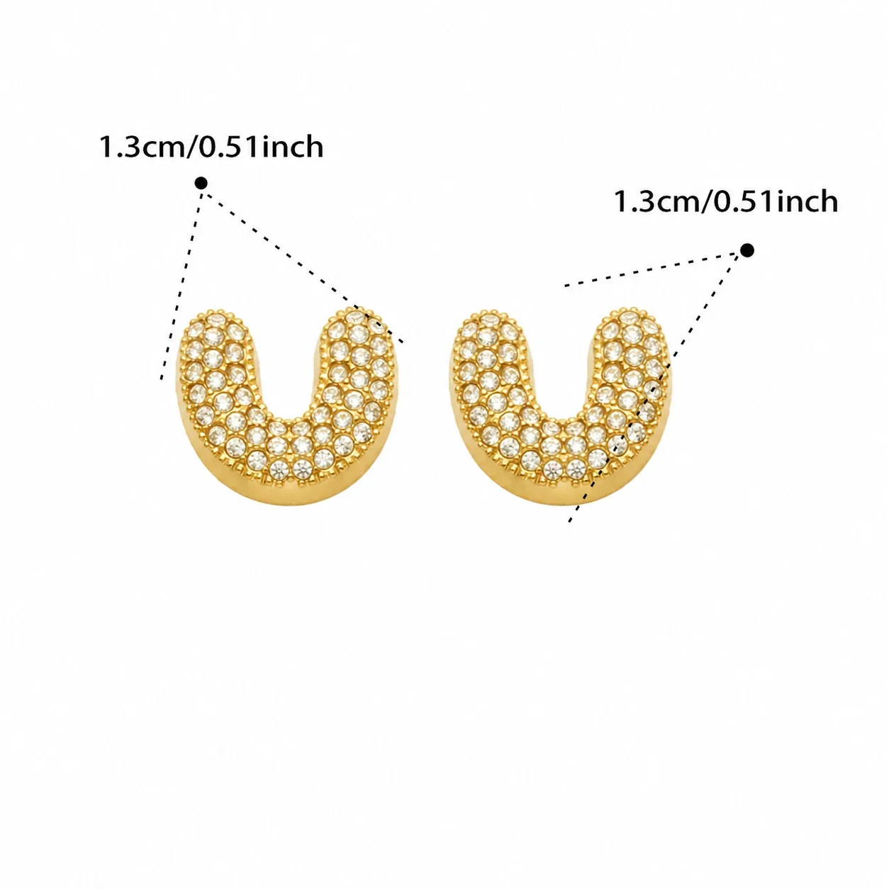 Playful Stainless Steel Pavé Bubble Letter Stud Earrings - Gold Letter U