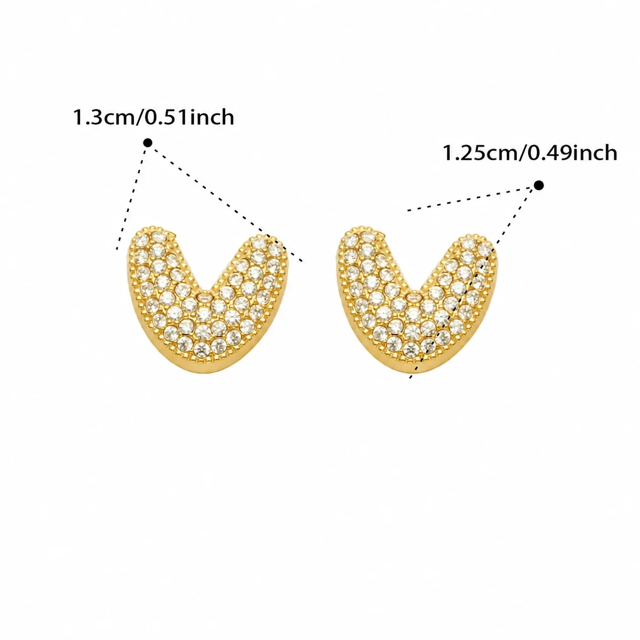 Playful Stainless Steel Pavé Bubble Letter Stud Earrings - Gold Letter V