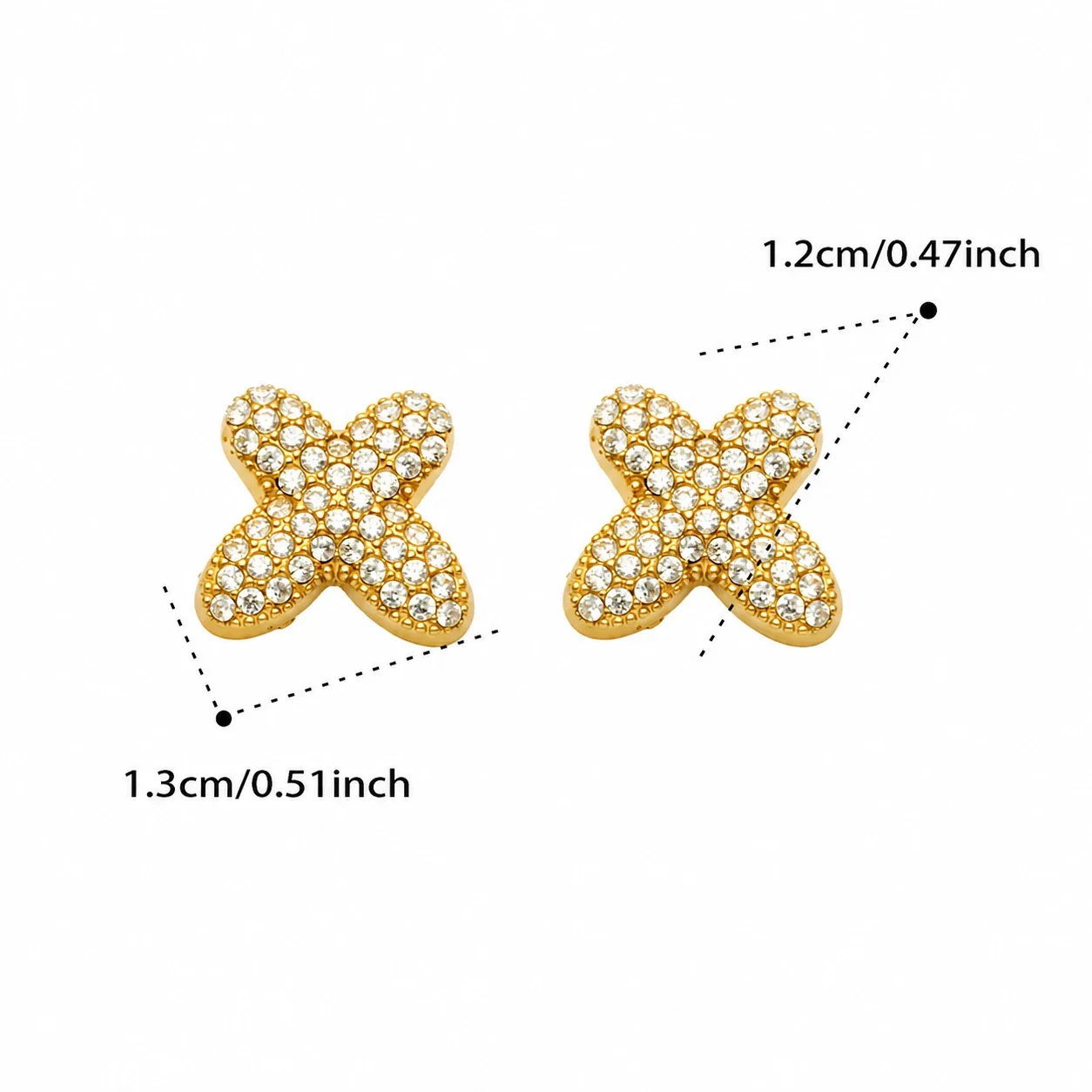 Playful Stainless Steel Pavé Bubble Letter Stud Earrings - Gold Letter X
