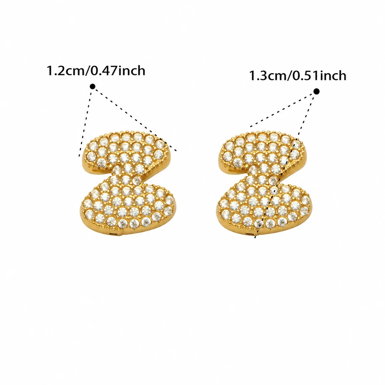 Playful Stainless Steel Pavé Bubble Letter Stud Earrings - Gold Letter Z
