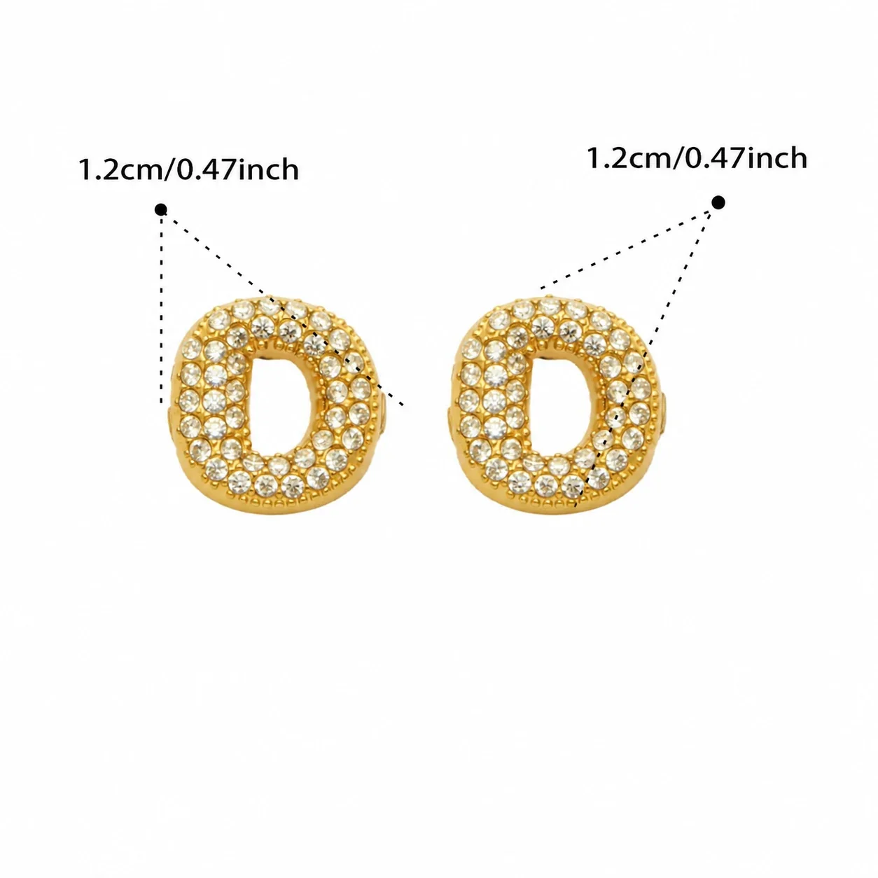 Playful Stainless Steel Pavé Bubble Letter Stud Earrings - Gold Letter D