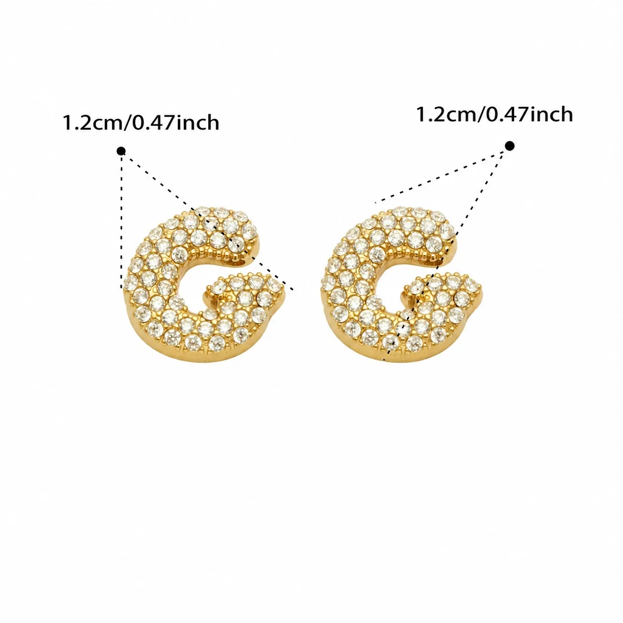 Playful Stainless Steel Pavé Bubble Letter Stud Earrings - Gold Letter G