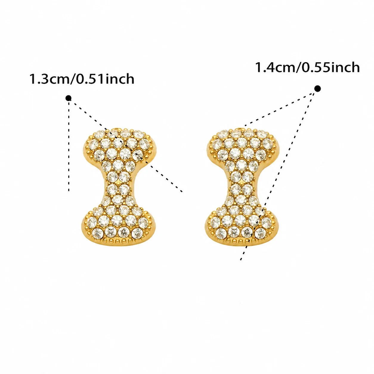 Playful Stainless Steel Pavé Bubble Letter Stud Earrings - Gold Letter I