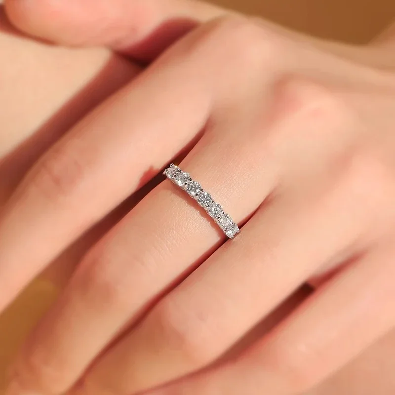 Radiant 925 Sterling Silver Seven-Stone Prong-Set Ring