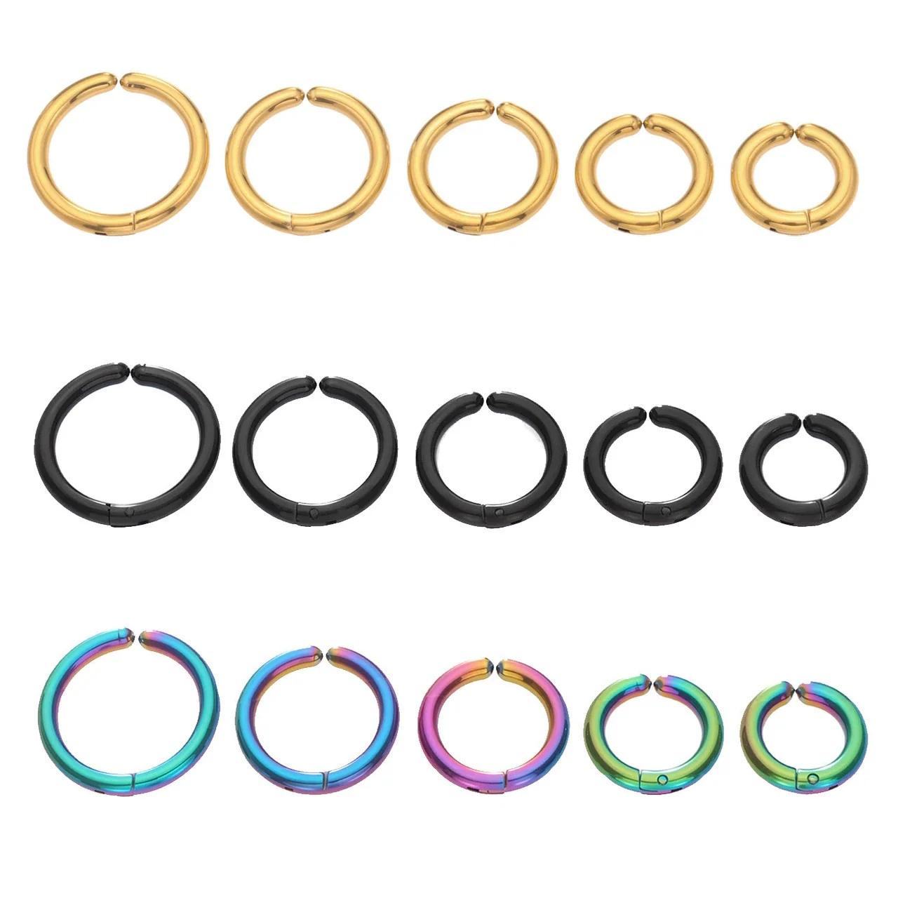 Polished Stainless Steel Hinged Round Hoop Earrings