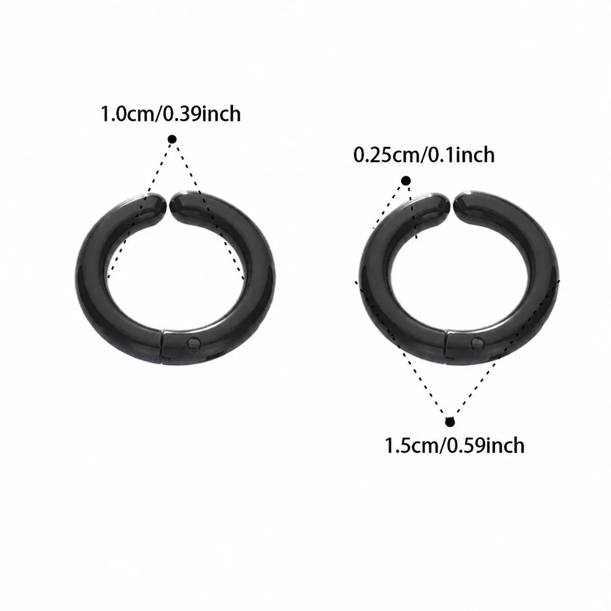 Polished Stainless Steel Hinged Round Hoop Earrings - Rainbow 10 mm