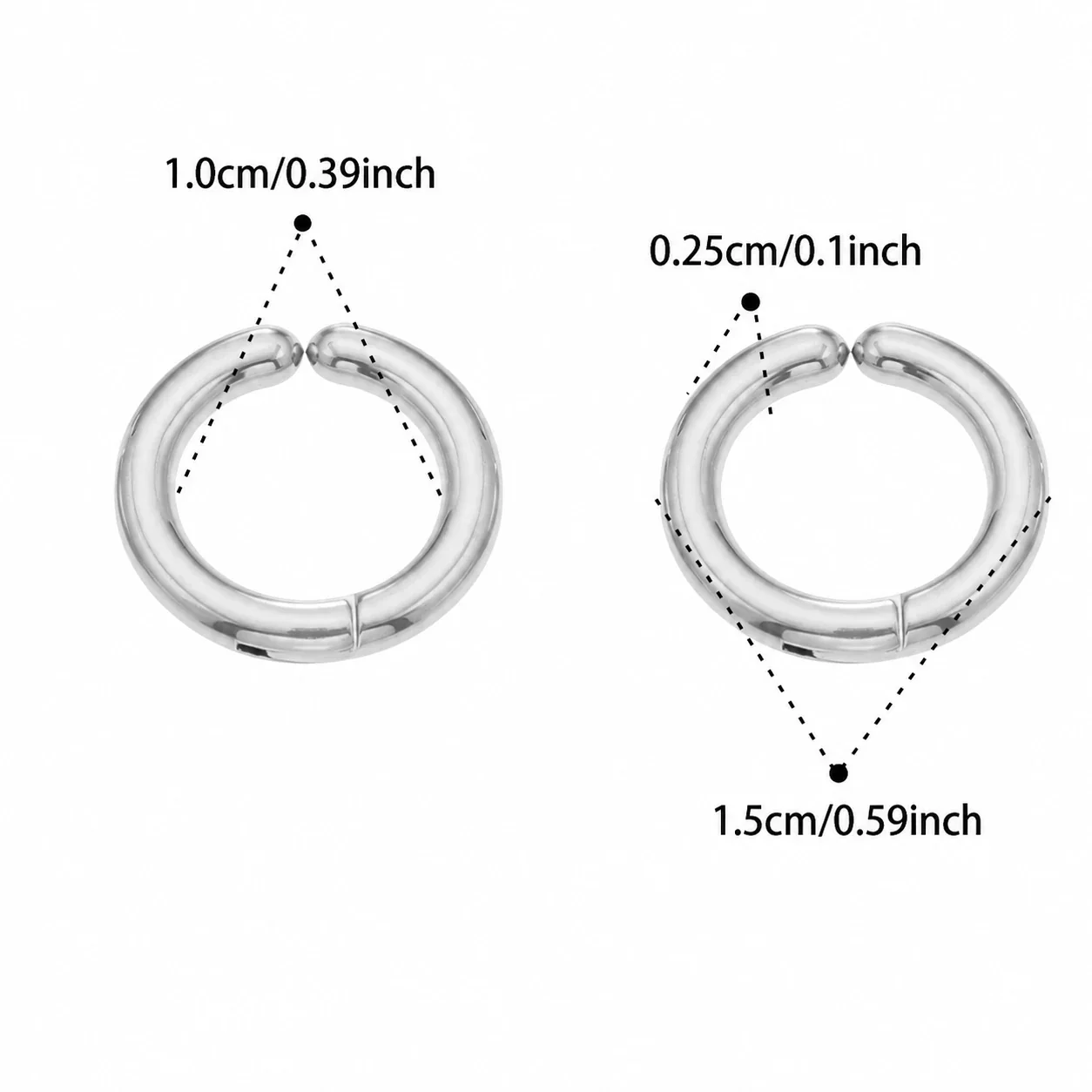 Polished Stainless Steel Hinged Round Hoop Earrings - Steel 10 mm