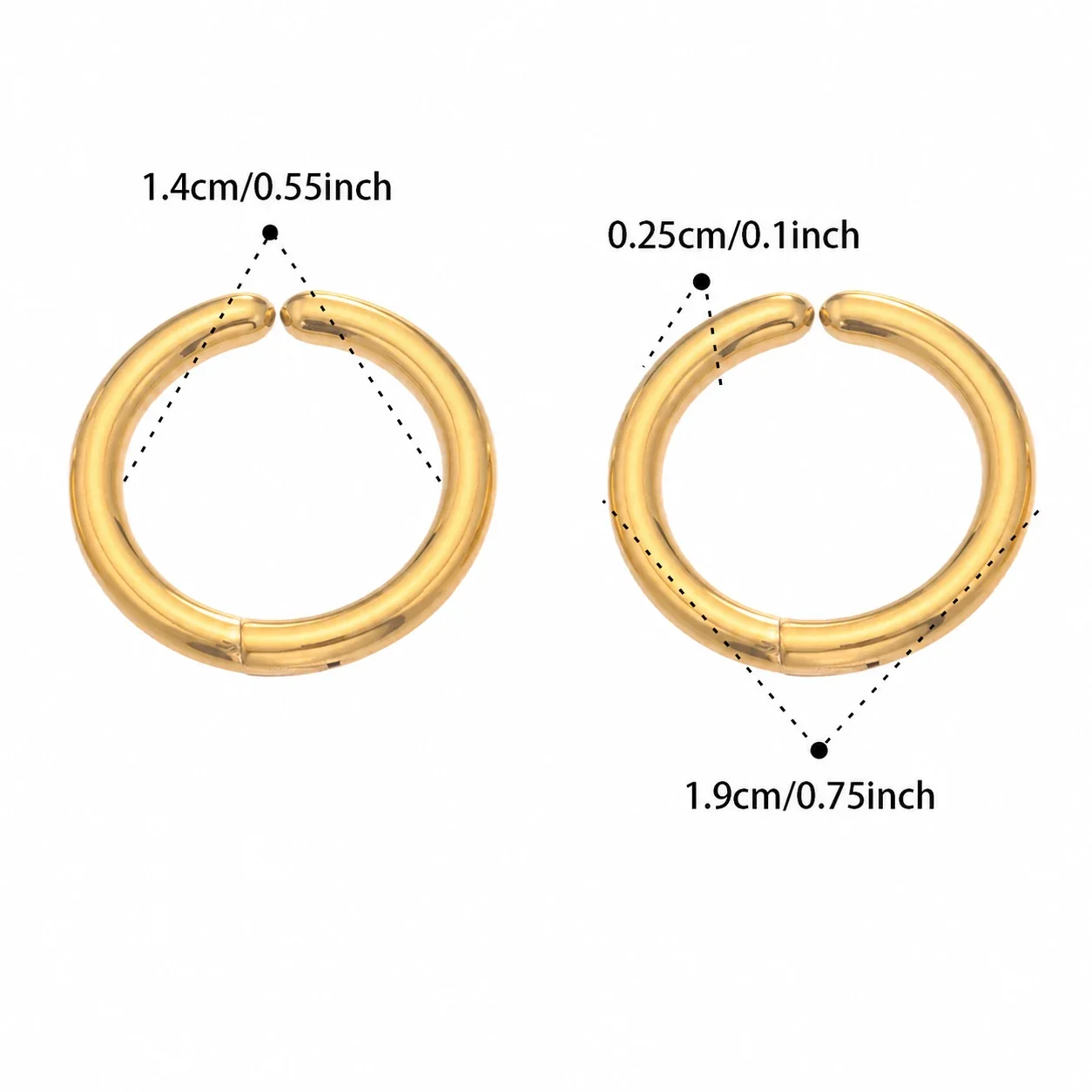 Polished Stainless Steel Hinged Round Hoop Earrings - Steel 14 mm