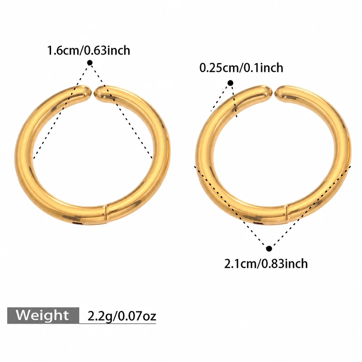 Polished Stainless Steel Hinged Round Hoop Earrings - Steel 16 mm