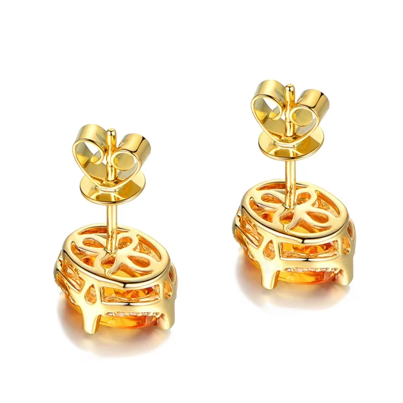 Radiant 18K Gold-Plated Oval Crystal Halo Stud Earrings