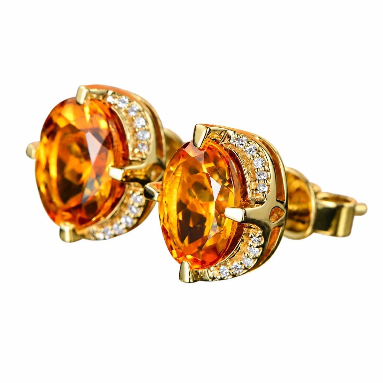 Radiant 18K Gold-Plated Oval Crystal Halo Stud Earrings - Gold